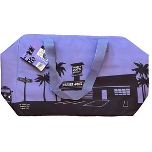NWT Trader Joe's Insulated Tote Freezer Cooler Bag Market Shopper XL Purple HTF